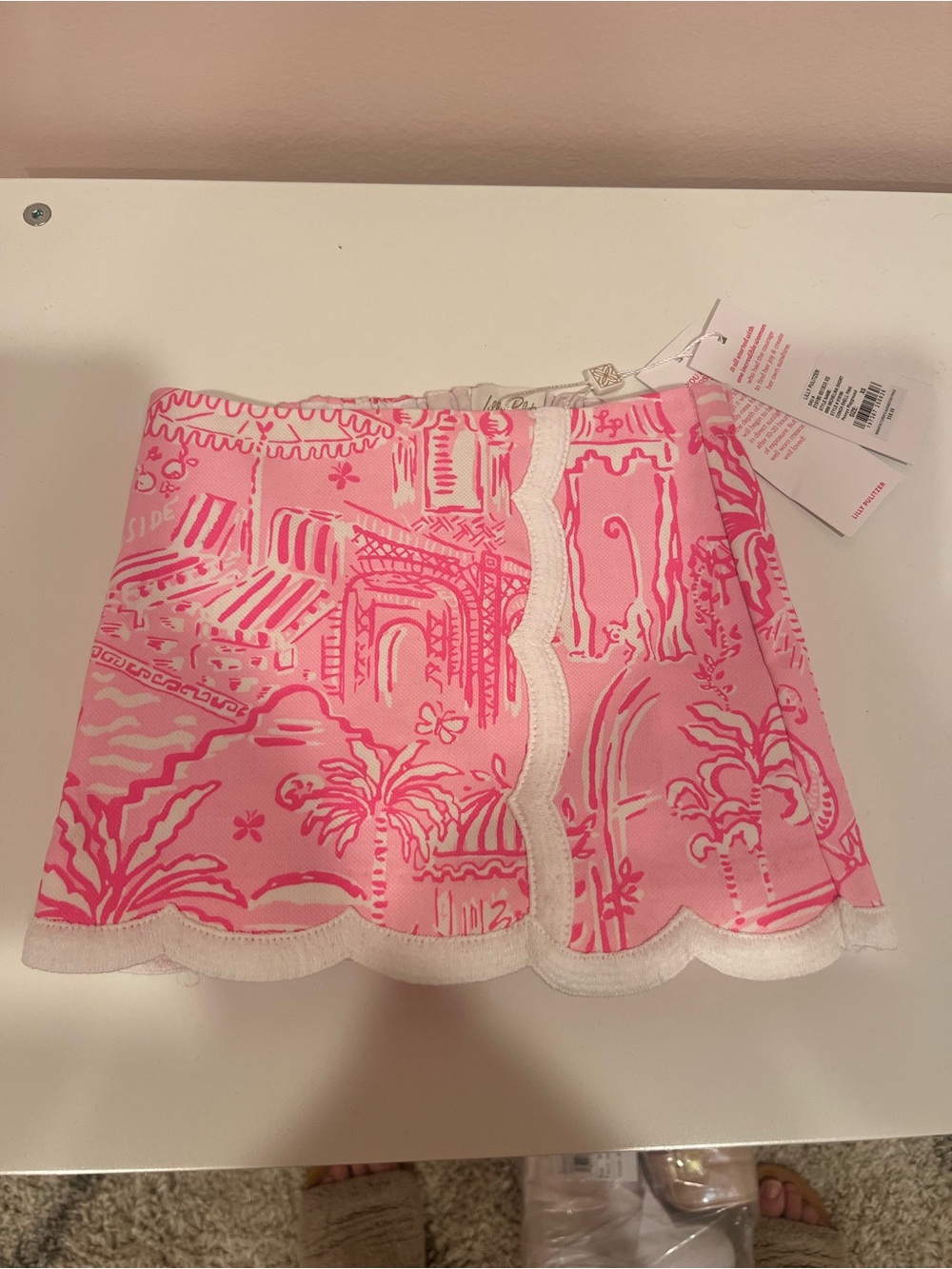 Lilly Pulitzer Pink & White Scalloped Mini Skirt